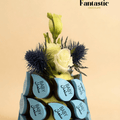 Blue Chocolate Pyramid with 5 Fillings and Fresh Flowers (24)