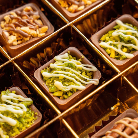 Assorted Chocolate Cups Box - Pistachio, Caramel, Hazelnut, Cheesecake. - Fantastic Chocolate