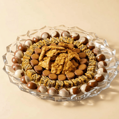 Chocolate Plate with Kinder, Pistachios, Caramel, Almonds