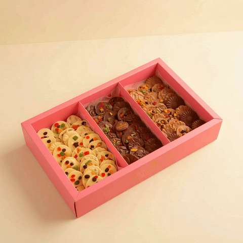 Chocolate slices with dried fruits filling
