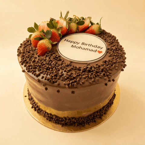 Chocolate & Strawberry Cake with Printed Message