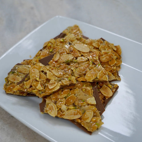Crunchy Almonds Slices Layered with Milk Chocolate