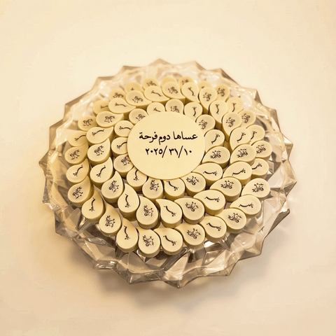 Crystal Engagement Tray of White Printed Chocolate