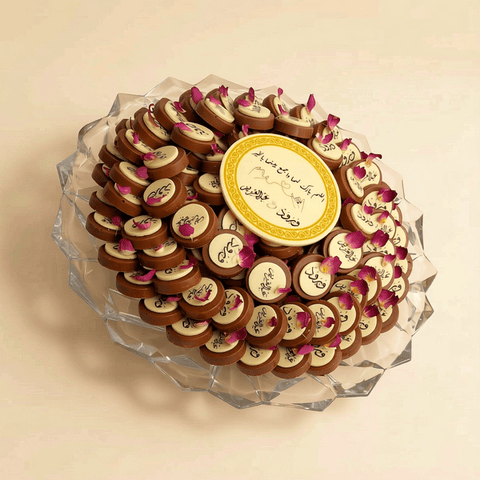 Crystal Engagement Tray with Bride & Groom Name - Printed Chocolates