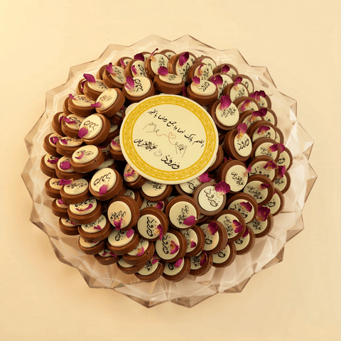 Crystal Engagement Tray with Bride & Groom Name - Printed Chocolates