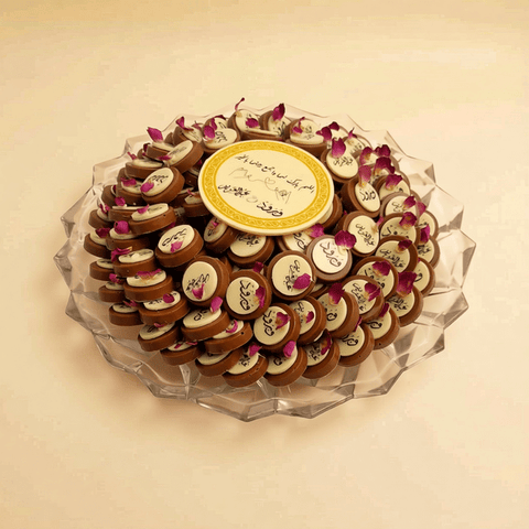 Crystal Engagement Tray with Bride & Groom Name - Printed Chocolates