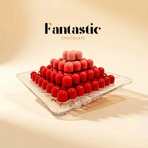 Crystal Tray of Red Color Chocolates 120 Pieces