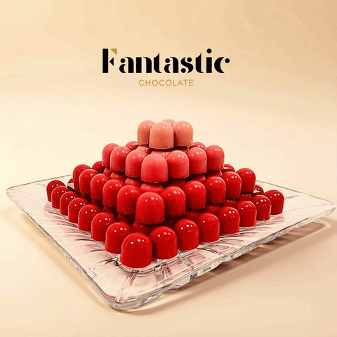 Crystal Tray of Red Color Chocolates 120 Pieces