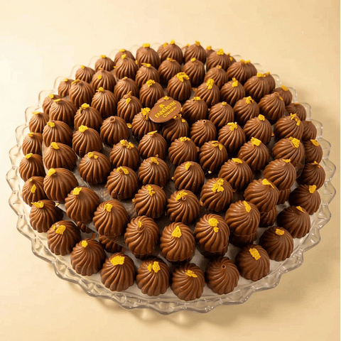 Gold Topping Decorated Chocolate - Crystal Tray