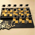 Graduation Chocolate Wooden Tray with Fresh Flowers