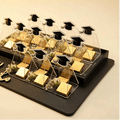 Graduation Chocolate Wooden Tray with Fresh Flowers