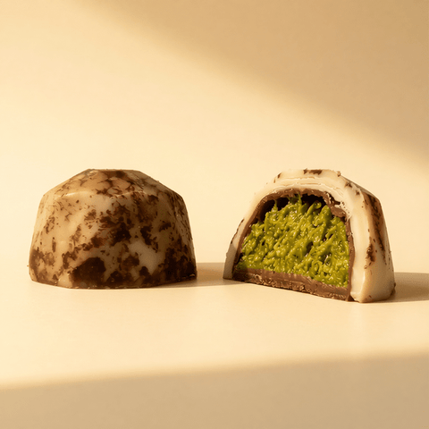 Kunefe & Pistachio Filled White & Milk Marble Chocolates