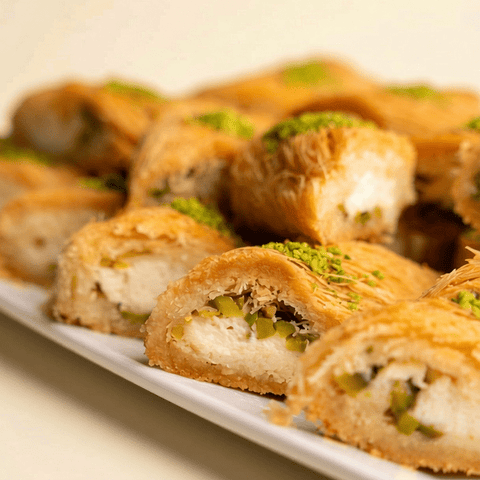 Mabrouma with Cream and Crunchy Pistachio