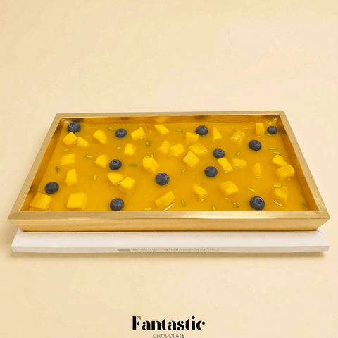 Mango Ice Cream Cake with Fresh Mango Pieces & Pistachios