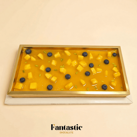 Mango Ice Cream Cake with Fresh Mango Pieces & Pistachios