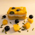 Mango Ice Cream Cake with Fresh Mango Pieces & Pistachios