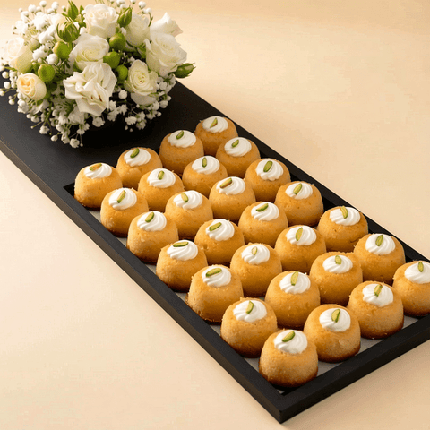 Mini Basbousa with Fresh Cream