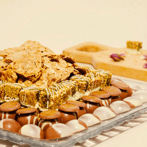 Mixed Chocolate Plate of Kinder, Pistachio, Caramel, Almonds