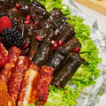 Mixed Savory Platter of Grape Leaves, Musakhan & Sambousek