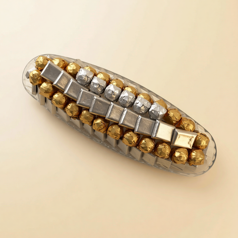 Long Crystal Tray — Gold & Silver Wrapped Chocolate, 72 Pcs