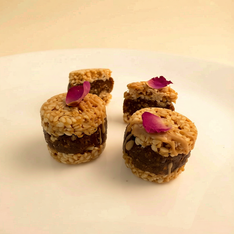 Sesame & Dates Flower Bites with Cardamom & Almonds