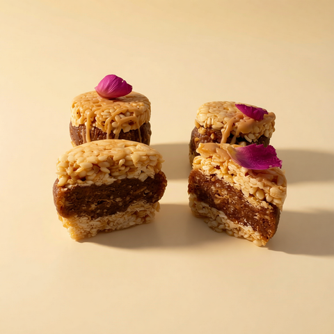 Sesame & Dates Flower Bites with Cardamom & Almonds