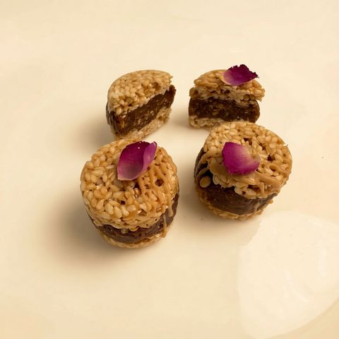 Sesame & Dates Flower Bites with Cardamom & Almonds