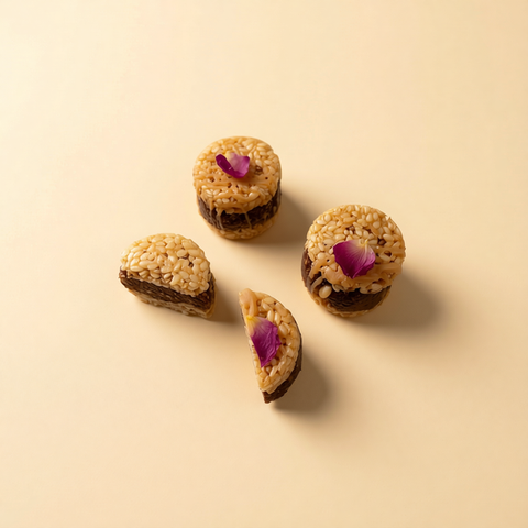 Sesame & Dates Flower Bites with Cardamom & Almonds