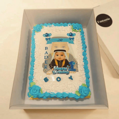 كيكة عيد ميلاد فاخرة مستطيلة مع طباعه صوره