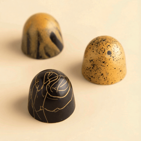 Rectangle Black Tray of Black and Gold Marble Chocolate