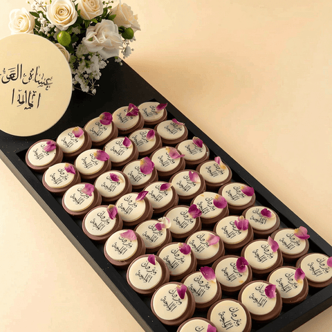 Rectangle Wooden Tray of Engagement Chocolate