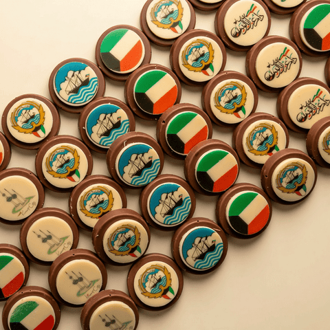 Rectangle Wooden Tray of Kuwait Themed Chocolate
