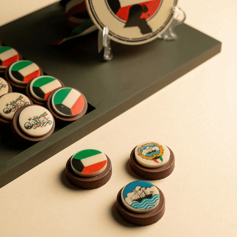 Rectangle Wooden Tray of Kuwait Themed Chocolate