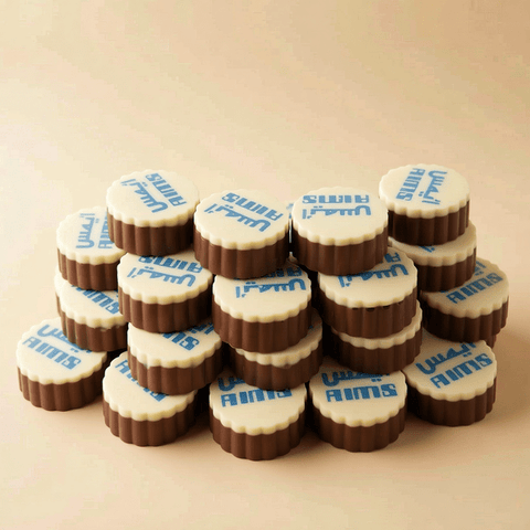 Round Crystal Tray of Corporate Branded Chocolate