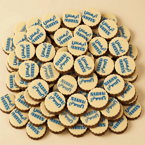 Round Crystal Tray of Corporate Branded Chocolate