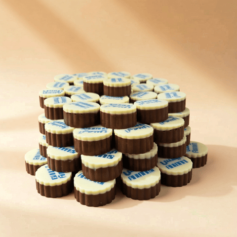 Round Crystal Tray of Corporate Branded Chocolate
