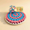 Round Mirror Tray of Gender Reveal Blue Pink Chocolate
