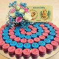 Round Mirror Tray of Gender Reveal Blue Pink Chocolate