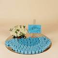 Round Mirror Tray of Name Printed Blue Chocolate