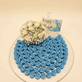Round Mirror Tray of Name Printed Blue Chocolate