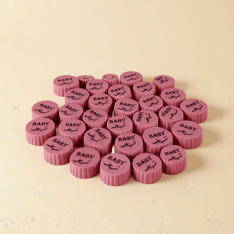 Round Mirror Tray of Name Printed Pink Chocolate 80 pieces