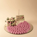 Round Mirror Tray of Name Printed Pink Chocolate 80 pieces