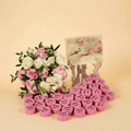 Round Mirror Tray of Name Printed Pink Chocolate 80 pieces