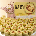 Round Mirror Tray of Newborn Printed White Chocolate 40 pieces
