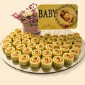 Round Mirror Tray of Newborn Printed White Chocolate 40 pieces