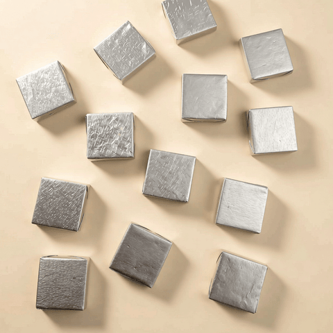 Silver wrapped chocolate by the kilo