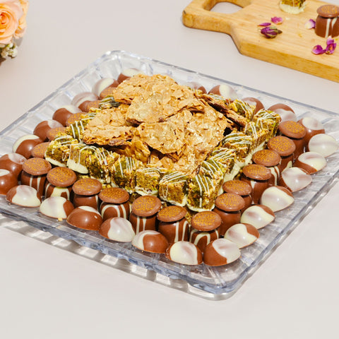 Mixed Chocolate Plate of Kinder, Pistachio, Caramel, Almonds