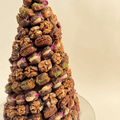 Close view of sukkari dates stuffed with pistachio and walnut
