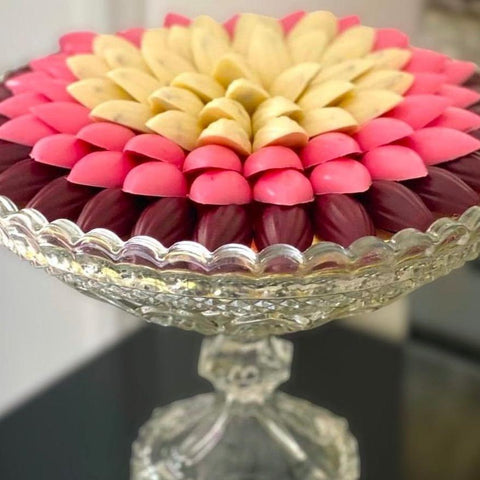 Tray of Newborn Girl Pink Brown White Chocolates
